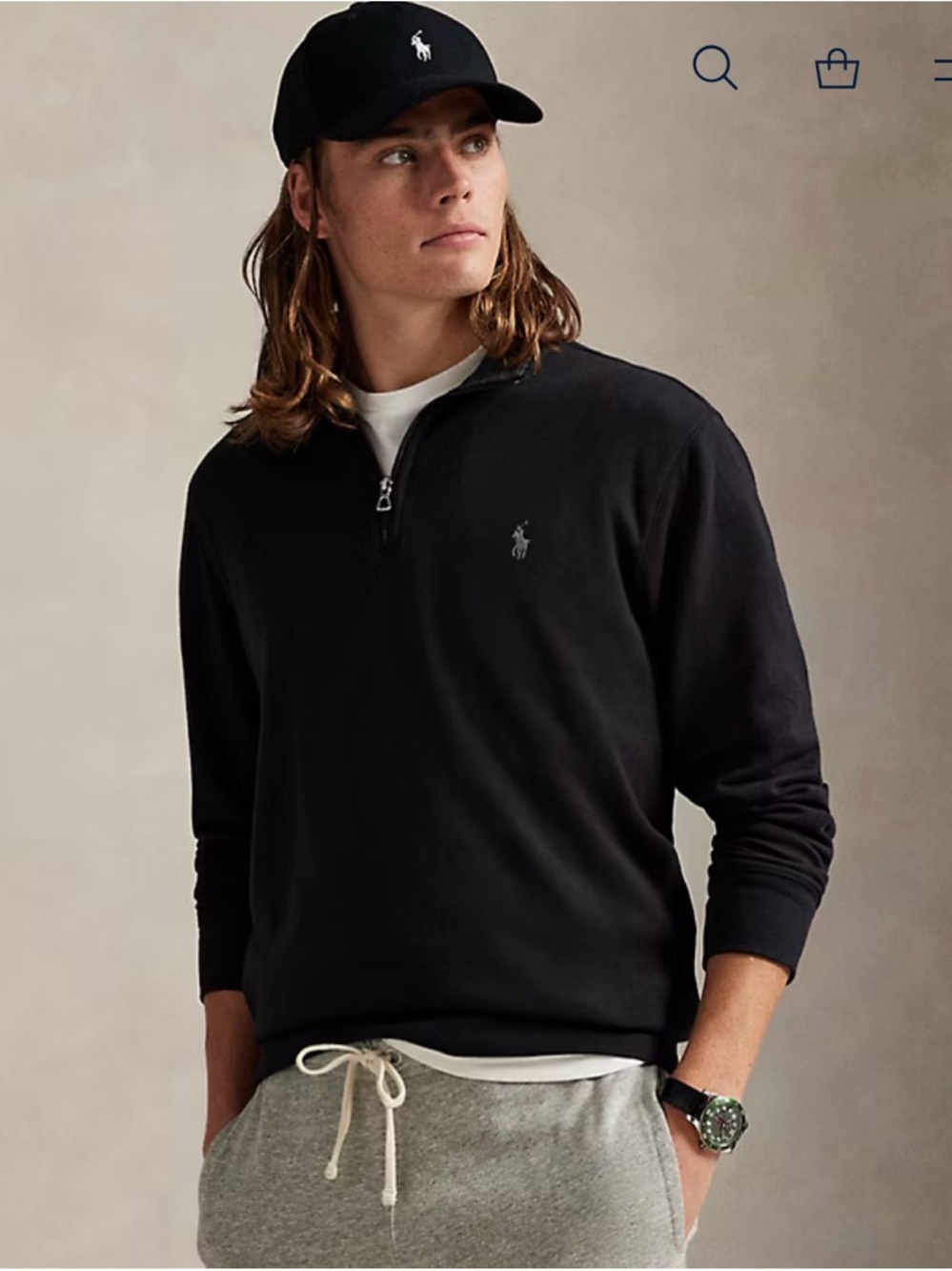 Polo Ralph Lauren Black 1/4 Zip  XL